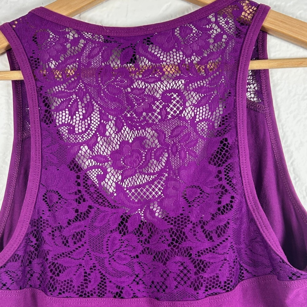 BEBE SPORT Tank Top Purple Lace Back Rhinestone Logo Y2K Size L - Picture 5 of 6